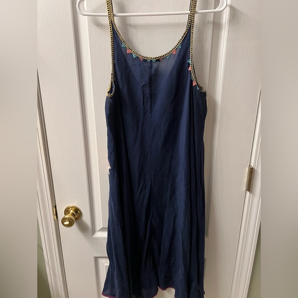 Johnny Was Navy Floral Embroidered Peta Slip Dress - Picture 6 of 8